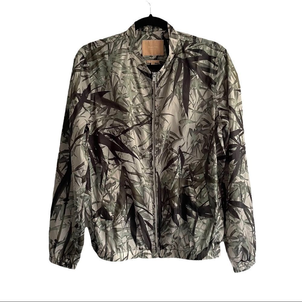 Massimo Dutti Palm Leaf Print Lightweight Bomber Jacket Windbreaker S